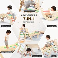 Triangle d'escalade Montessori en bois poli personnalisé avec rampe et échelle, structure d'escalade pliable pour enfants pour aire de jeux