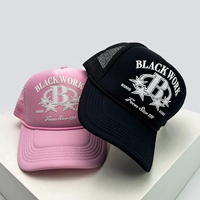 Gorra de béisbol unisex con estampado de letras, 5 paneles, logotipo personalizado, deportiva, de malla, tipo camionero, con cuerda