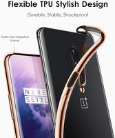 Coque souple en TPU transparent élégant pour Oneplus 7 Pro avec bord lustré en métal