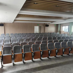 Silla de Auditorio para Teatro con Reposapiés de Aluminio, Escritorio Plano de Madera, Estilo Moderno con Tela, Plegable - Product Image 1