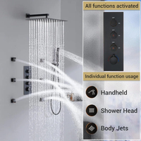 Système de douche thermostatique en gros OEM avec six jets corporels et pommeau de douche pluie, ensemble de robinetterie de douche corps entier JetsBath