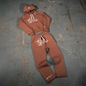 OEM Biểu Tượng Tùy Chỉnh Người Đàn Ông Của 2 Mảnh Bông Áo Đặt Đau Khổ Thêu Phun In Ấn Jogger Tracksuit Áo Và Quần Bó Sát Thiết Lập - Product Image 3