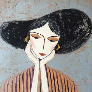 Contemplation Textured Portrait Oil Painting <b>Framed</b> <b>Canvas</b> Art Modern Wall Decor Hand Painted Indoor Contemporary Style - Product Image 4