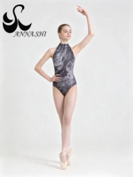 Maillot de Gimnasia Anna Shi con Cuello Halter y Estampado de Mármol para Mujer, Leotardo sin Mangas para Ballet y Danza, Ropa de Entrenamiento
