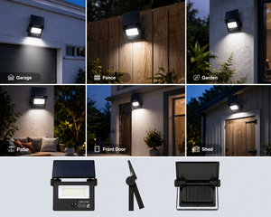 Projecteur solaire LED 300W 5000K lumière du jour IP66 Corps en ABS Télécommande Allumage automatique Éclairage extérieur de jardin - Product Image 3