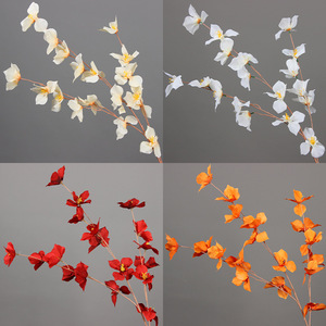 Branche de fleur artificielle en soie rouge réaliste pour décoration de mariage, allée et passerelle - Product Image 5