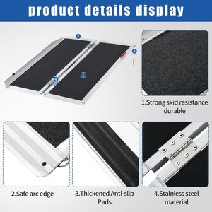 Rampes pour fauteuils roulants, rampes pliantes en aluminium portables, rampes antidérapantes doubles, résistantes jusqu'à 600 lb - Product Image 3