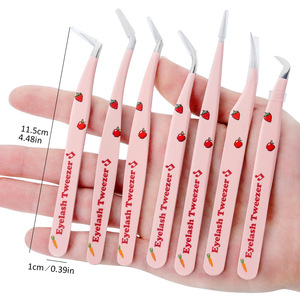 Pince à épiler professionnelle en acier inoxydable rose pour cils et sourcils, outil de manucure de précision pour extensions de cils en salon, marque privée - Product Image 1
