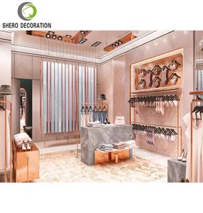 ตู้โชว์เสื้อผ้าสีชมพูสำหรับตกแต่งภายในร้านเสื้อผ้าหรูหราทันสมัย - Product Image 5