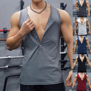 Débardeur homme tricoté rayé, coupe ajustée, style sport décontracté, épaules larges, pour le fitness et le commerce transfrontalier - Product Image 3