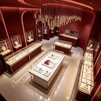 Vitrine à bijoux en verre GZowin pour comptoir avec support d'affichage en acier inoxydable, éclairage LED, écologique, durable pour les magasins de détail