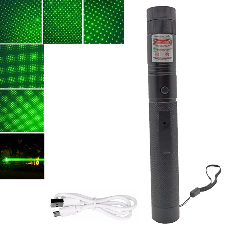 303 Hochleistungs-Laserpointer Blau Violett Rot Grün USB Wiederauf ladbar Stark Grün Laserpointer Hohe Leistung