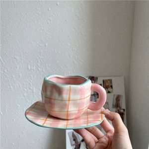 Creative Hand-Pinched Ceramic Milk Coffee Cup Saucer <b>Set</b> Underglaze Color Oatmeal Yogurt <b>Breakfast</b> Healing - Product Image 5
