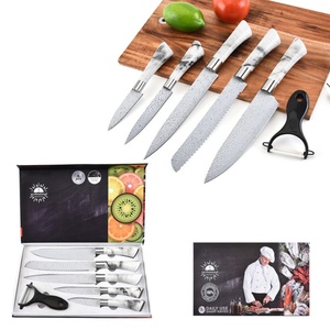 Ensemble de couteaux de style marbre tendance, 6 pièces, antiadhésifs, pour la cuisine - Product Image 6
