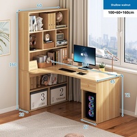 Bureau d'angle avec bibliothèque intégrée, combinaison bureau d'écriture et étagère, table d'ordinateur en L pour étudiants et usage domestique, style simple et moderne pour le bureau