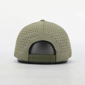 หมวกเบสบอลกีฬาแบบมีรูเจาะด้วยเลเซอร์สีเขียวคุณภาพสูง 6 แผง แบบ OEM สั่งทำพิเศษ พร้อมโลโก้ปัก 3 มิติ - Product Image 5