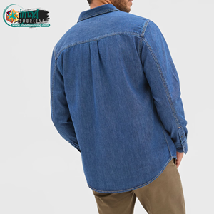 Chemise en jean classique pour homme, manches longues, respirante, confortable, en coton, décontractée, fermeture boutonnée, vêtement de travail, tendance - Product Image 6