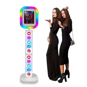 2024 Roamer dengan layar Lcd Ipad foto Stan Stan berdiri Stan foto Ipad 12.9 Led Oval berdiri tas pembawa Stan Led portabel