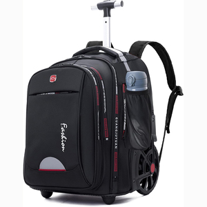 Free Sample Men's Business <b>Travel</b> <b>Wheeled</b> Backpack Aluminum Alloy Pull Rod with Airbag Fashionable Zipper Closure - Product Image 1