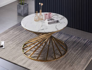 Elegante tavolino da caffè con piano in marmo nido d'uccello in acciaio inossidabile/design tavolo centrale - Product Image 3