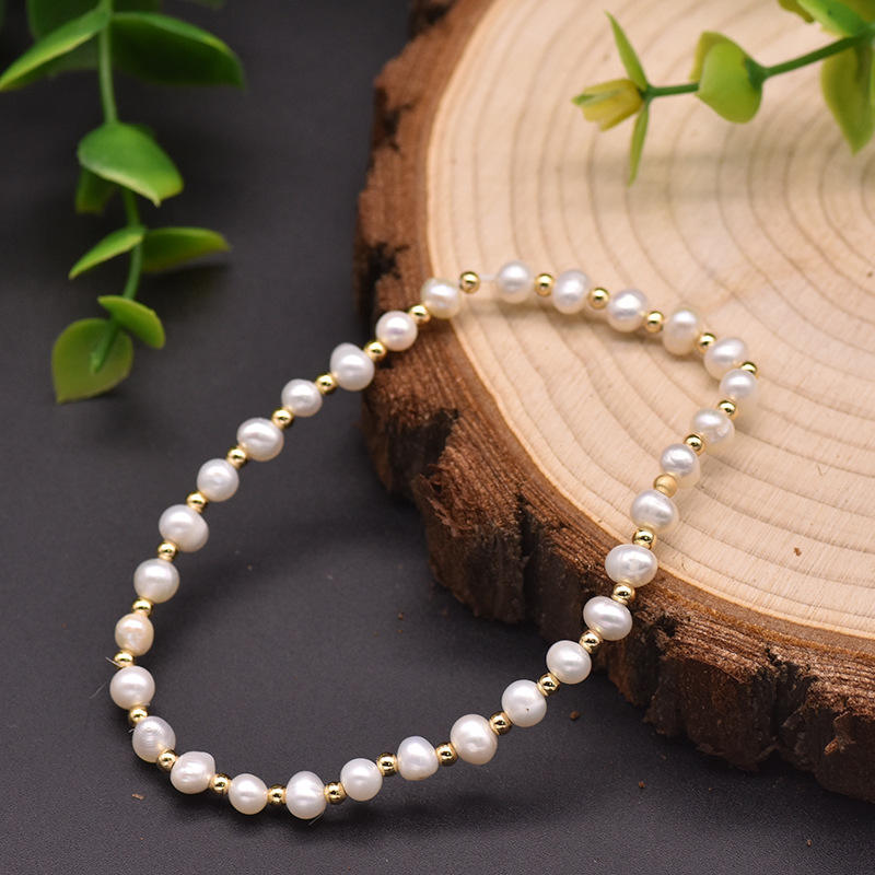 GB0964-2 Metal Bead Spacer Pearl Bracelet