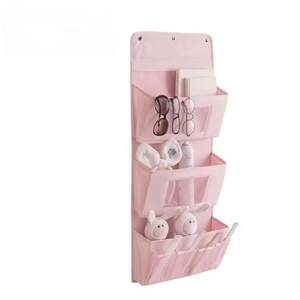 Over the Door Hanging Foldable Square Linen Modern 3-Pocket Wardrobe <b>Storage</b> Bag Drawer for Bedroom <b>Clothes</b> Toys Organizer - Product Image 1