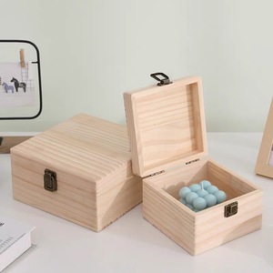 <b>Pine</b> Wood Jewelry <b>Box</b> Rectangle 22.5X22.5X10Cm Handmade Storage <b>Box</b> For Gift Packaging - Product Image 5