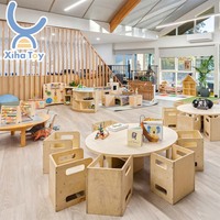 Table ronde Montessori pour l'éducation de la petite enfance et chaise sécurisée pour bébé, ensembles de meubles pour enfants d'âge préscolaire et bibliothèque de lecture pour garderie