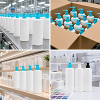 Bouteille de shampoing en PE blanc de 750 ml, grande capacité, flacon pompe pour gel douche et lotion, emballage pour salle de bain d'hôtel, vente en gros OEM