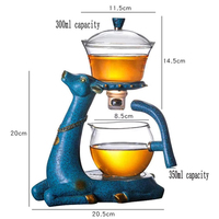 Service à thé automatique magnétique style chinois en verre borosilicate de haute qualité, infuseur à thé paresseux 350 ml, fait main, transparent de qualité alimentaire