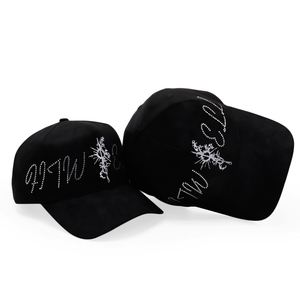 Customized High Quality Luxury Mens Sport Caps Gorras 5 Panel 3D Puff Embroidered Rhinestone Satin <b>Silk</b> <b>Lined</b> Suede Baseball Cap - Product Image 6