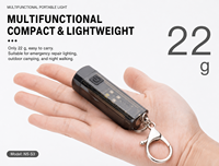 Mini lampe torche porte-clés EDC rechargeable USB-C, étanche IP44, ABS, aimant, LED blanc neutre 4100K, camping, logo personnalisé