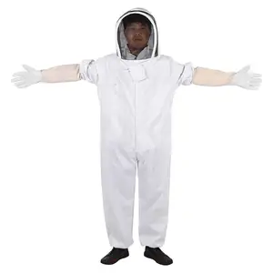 White polyester cotton overalls woman man thick bee keeping clothes protection bee suit beekeeper