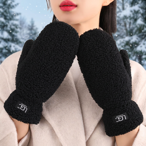 Mitaines convertibles sans doigts pour femmes, doublées en fausse fourrure Sherpa, longueur poignet, pour le ski, le cyclisme et les activités de plein air, vente en gros - Product Image 2