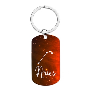 Cadeaux promotionnels personnalisés en gros, souvenirs, porte-clés constellation, porte-clés en acier inoxydable, horoscope, porte-clés signe du zodiaque 12 - Product Image 1