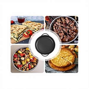 Black 36 cm Granite Cast Saute <b>Pan</b> with Non-Stick Base and Spatula for Frying Fish Roasting Baking Flatbread - Product Image 1