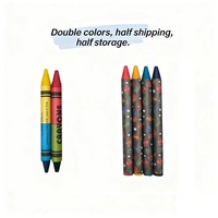 Lot de 2 crayons de cire double extrémité bicolores non toxiques pour enfants, idéal pour le dessin artistique, les fournitures scolaires et les cadeaux de fête