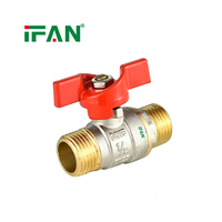 IFAN Vanne à boisseau sphérique en laiton forgé CW617N de bonne qualité pour cuisine, avec poignée papillon et corps en laiton