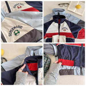 Manteau Automne Col Montant Lâche Coupe-Vent Coton Filles Garçons <span class=keywords><strong>Veste</strong></span> Pour Enfants - Product Image 2