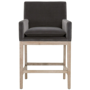 Drake Counter <b>Stool</b> - solid oak Wood and Velvet/Plush ,Caramel Velvet Durable High Bar <b>Stool</b> for Home Bar & <b>Dining</b> Room - Product Image 1