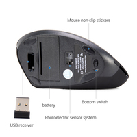 Mouse Nirkabel Gaming Vertikal Mouse BT Isi Ulang Mouse Komputer USB Mouse Tegak Desktop Ergonomis 1600DPI untuk Kantor Rumah