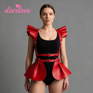 Dierlove Leder-Körperhalter mit Halskette, Schwarzer Käfig, Sexy Dessous, Damen-Strumpfhalter, Edelstahl-Hardware, Dreifach Genäht - Product Image 1