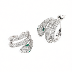 E3231 Set di orecchini e anello a forma di animale in oro bianco con micro inserti di strass in cristallo, gioielli da festa alla moda da donna - Product Image 1