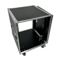 Flight case portable sur mesure pour équipement audio, rack 12U, avec porte simple en acrylique et 4 roues