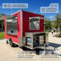 Kiosque mobile carré spacieux de 3 m avec cuisine complète et fenêtre de service pour la vente de crêpes, de hot-dogs, de snacks et de nourriture