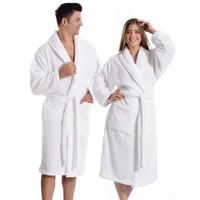 Accappatoio Unisex di lusso in spugna manica lunga bianco Logo personalizzato 100 cotone Hotel Robes