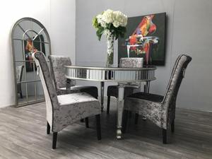 Elegante <span class=keywords><strong>Tavolo</strong></span> <span class=keywords><strong>da</strong></span> <span class=keywords><strong>Pranzo</strong></span> Rotondo <span class=keywords><strong>con</strong></span> Specchio e <span class=keywords><strong>Piano</strong></span> <span class=keywords><strong>in</strong></span> <span class=keywords><strong>Vetro</strong></span> Argentato Anticato - Product Image 4