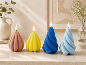 Spiral Blue Art Candle <b>Paraffin</b> Wax Flickering Flame Modern Home Decoration - Product Image 5