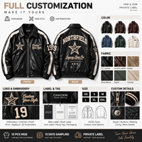 Blouson en cuir style course vintage avec broderie personnalisée et écussons étoiles, fermeture éclair, pour homme, pour commande en gros