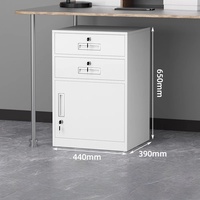 Bureau de travail en acier métallique, design moderne minimaliste, 2 tiroirs, 1 porte, armoire de rangement en acier avec serrure à clé pour la maison, le bureau ou la chambre